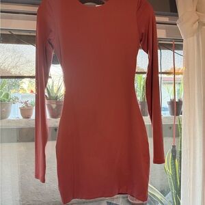 Alix NYC Long Sleeve Pink Hibiscus Bodycon Dress